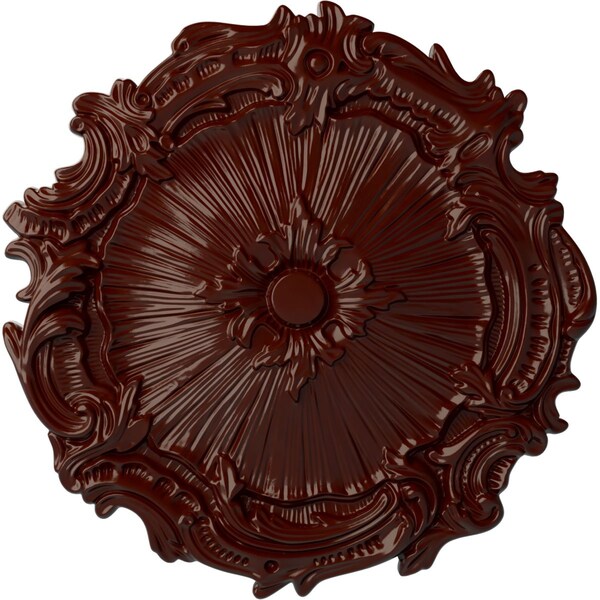 Ekena Millwork Plymouth Ceiling Medallion (Fits Canopies up to 1 5/8"), 16 3/4"OD x 1 3/8"P, Brushed Mahogany CM16PLBMF - main